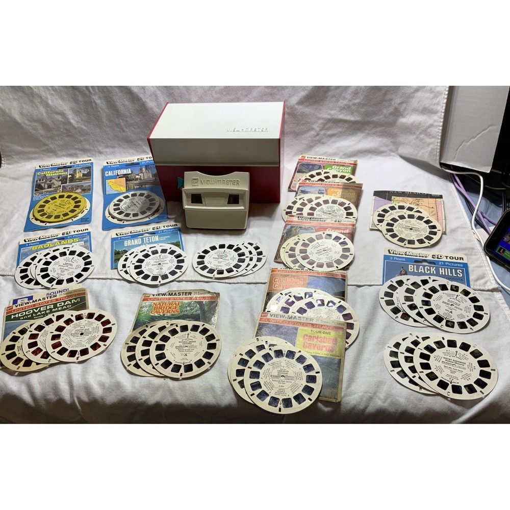 View-Master 1960 Viewer &‎ Library Chest-Case With 72 Reels -National Parks